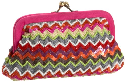 SANTI PDSM5133 Multi-Colored Chevron Crochet Coin Purse,Multi,one size