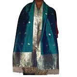 Designer Silk Scarf Brocade Border Fashion Accessory from India 182.88 x 53.34 cmsby DakshCraft