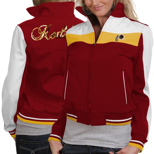 Washington Redskins Ladies Burgundy Bonded Softshell Full Zip Jacket (Large)
