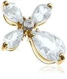 14k Yellow Gold Aquamarine and Diamond Cross Pendant