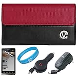 Red & Black Portola Executive Leather Holster Carrying Case with Fixed Belt ....