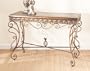 51" Antique Gold Rectangular Table With A Finial Accent