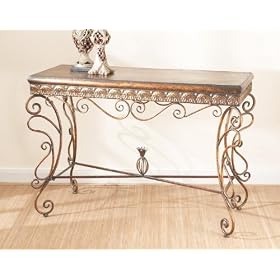 51 Antique Gold Rectangular Table With A Finial Accent by CC Home Furnishings