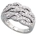 Sterling Silver Crisscross Ring w/ Rhodium title=