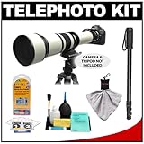 Rokinon 650-1300mm f/8-16 Telephoto Zoom Lens with 2x Teleconverter (=650-2600mm) + Monopod Kit for Nikon D3100, D3200, D5000, D5100, D7000, D700, D800, D4 Digital SLR Cameras