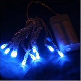 Guirlande � piles, 10 LEDs Bleues
