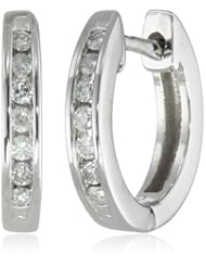14k Gold Channel-Set Diamond Hoop Earrings (1/6 cttw, H-I Color, I1-I2 Clarity)