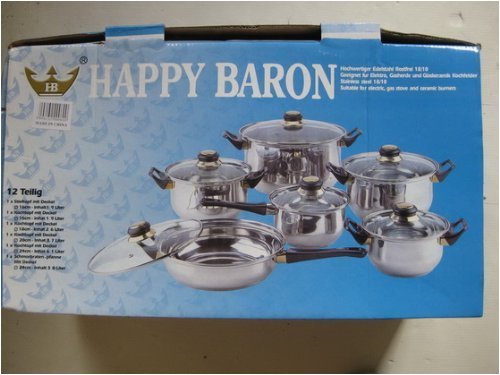 12 Piece Cookware Set, Stainless Steel 18/10, Suitable For Electric, Gas Stove And Ceramic Burners.