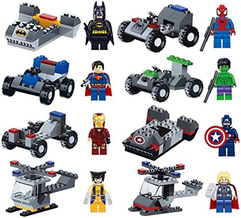 16 Set Building Toy Action Mini Figure Super Heroes with Vehicle Kids Gift