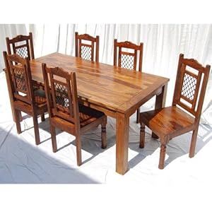 Swiss Alps 7pc Farmhouse Dining Table And Chair Set Wrought Iron