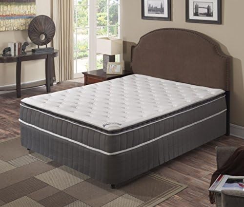 Spring Coil 9-Inch Medium Firm Foam Encased Pillowtop Pocketed Coil Innerspring Fully Assembled Mattress, Good for The Back, King, White