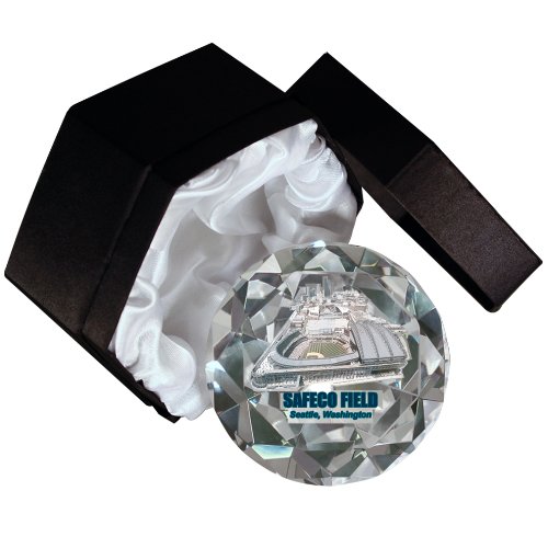 MLB Seattle Mariners Safeco Field Photograph 4-Inch High Brillance Diamond Cut Glass Paperweight