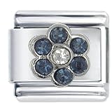 September Sapphire Color Birthstone Flower Italian Charms - B0001WI9CI