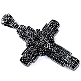 Black Plated Hip Hop Crystals Blackout Micro Pave Mens Religious Cross Pendant