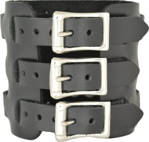 Tri Clasp Cuff Watch Black Leather