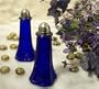 Blue Floral Glass Salt & Pepper