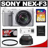 Sony Alpha NEX-F3 Digital Camera Body & E 18-55mm OSS Lens (Silver) with 16GB Card + Case + Filter + Accessory Kit