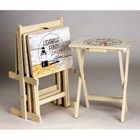 Nautical TV Trays with Stand - Set of 4 by Cape Craftsmen