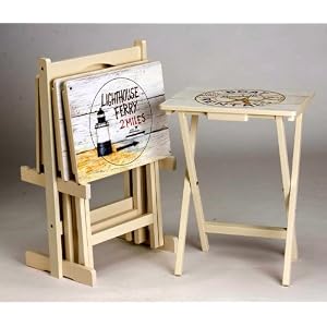 Nautical TV Trays with Stand - Set of 4 by Cape Craftsmen