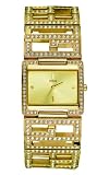 Guess Ladies 'Spellcheck' Gold Plated Stone Set Case & Bracelet Watch