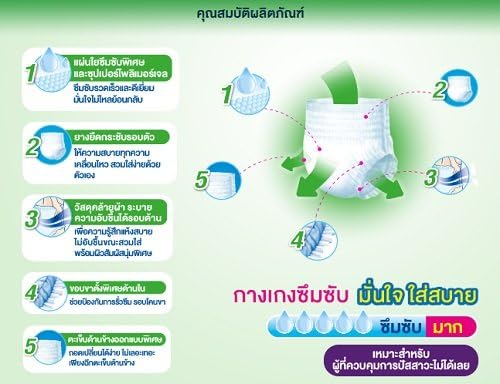 Certainty Superpants Adult Diaper Pant Disposable Diaper for Man and Woman (Size Large 32-42inches , 11pcs) By Thaidd