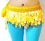 Belly Dance Hip Scarf , Gold Coins Wave & Deluxe V-hape --Gold