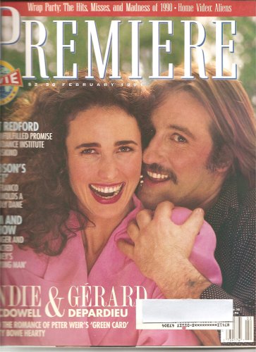 Premiere Magazine February 1991 Andie MacDowell and Gerard Depardieu Cover