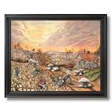 African American Black Cotton Pickers Sharecroppers Wall Picture Black Framed Art Print