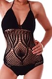 Cloris Murphy Handmade Crochet Scrunch Butt One Piece Monokini Bikini Swimwear BM01BK One Size Black