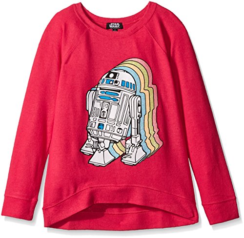 Star Wars Girs' Long Sleeve Hi-Lo Top, Hot Pink, 14/16/X-Large