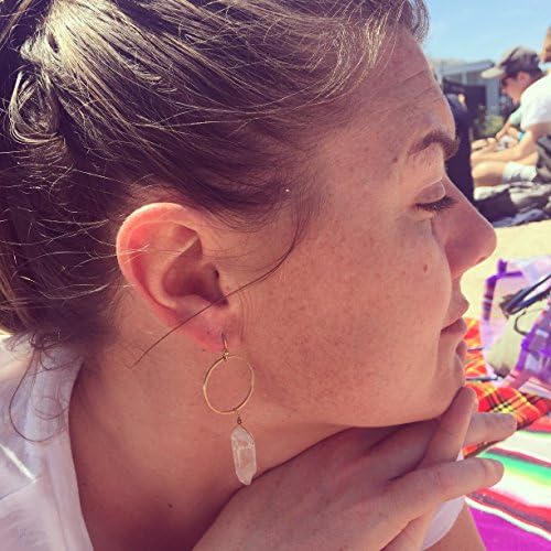 Quartz Crystal Full Moon Earrings