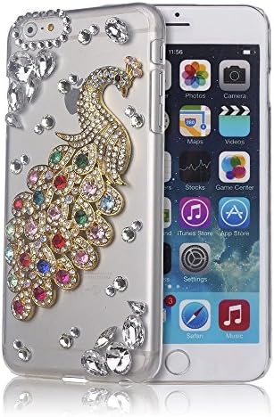 iPhone 6 Plus Bling Case, FiveLimit(TM) 3D Handmade Luxury Rhinestone iPhone 6 Plus [5.5] Case Pearl Crystal Mixed Color Peacock Diamond Case Cover (Package includes: 1 X Screen Protector) (Mixed Color Peacock)