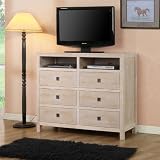 Powell 504-275 Cassidy Six Drawer Dresser TV Stand, Washed Teak