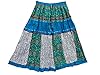 Peasant Skirts- Blue Printed Cotton Summer Long Skirt Indian Clothing