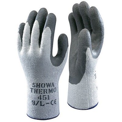 Size 8 Gray Seamless Cotton Thermal Flat Dipped Natural Rubber-Coated Work Gloves With Wrinkle Finish