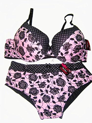 NYE Sexy Plus Size Leopard and Lace Push-up Bra & Bikini Set (38D, Provoq Print Pink/Black)