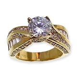 Diamond Cut Signity® Stone Cubic Zirconia in Sterling Silver Twisted Shank Ring by Designer Michael