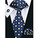Hi-Tie Mens Stylish Polka Dots Silk Tie Hanky Cufflinks set