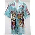 "Sky Blue" Ladies Chinese/Japanese Silk Satin Kimono Robe Dressing Gown Fancy Dress Size 8-12