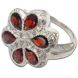 Love Gifts Sterling Silver Garnet Gemstone Ring US Size 7.75 (rng354)