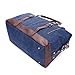 BAOSHA Oversized Canvas PU Leather Travel Tote Duffel Bag Weekender Overnight Bag (Blue)
