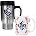 Tampa Bay Rays MLB Stainless Steel Travel Mug & Gameball Ceramic Mug Set - Primary Logo by Great American Products