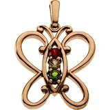 14K Rose Gold Butterfly Mothers Pendant - 3 Gemstone -- YOU CHOOSE THE COLORS!