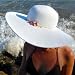 03001 Dashenka Women's Wide Brim Hat (White) -- BYRON BAY Sapphires, Raw Coral, Australian Opal, 14kt finished Gold