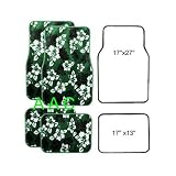 A Set of 4 Universal Fit Hawaii Hibiscus Carpet Floor Mats for Cars / Truck – Green