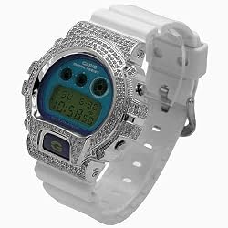 Casio G-Shock Dig. Watch w/ Custom Bling S-Steel & Swarovski Bezel by Quantum Vector #DW6900CS-7-WHW