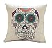 Home Style Cotton Linen Decorative Couple Throw Pillow Cover Cushion Case Couple Pillow Case, Set of 2 (Skulls)