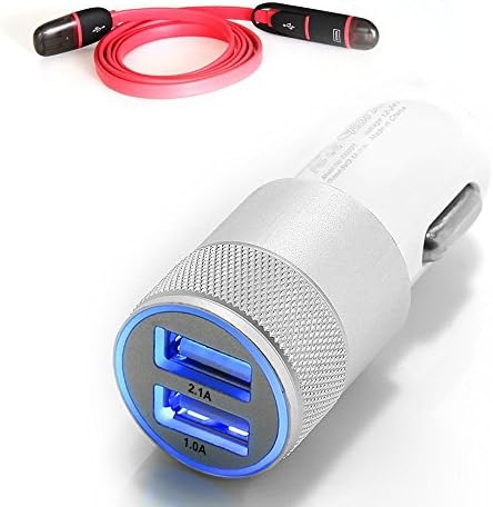 Car Charger, Masasei 2.1A Dual USB Port Car Charger Portable Travel Charger Rapid Car Charger Auto Adapter Premium 12v Car Battery + 3.3ft Lightning Cable for iPhone 6 plus/6/5s/4s Samsung Galaxy, Nexus, HTC, Motorola, Nokia and More