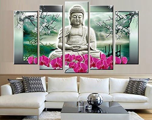 5-Piece Sakyamuni Buddha Irregular Giclee-Canvas Prints Wall Painting,Modern Art Home Decor(Frame: NO) (30x40cmx2pcs+30x50cmx2pcs+30x60cmx1pcs)