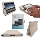 SUNNY SAVERS IPAD 2 & NEW IPAD 3 3RD GENERATION (2012) WHITE LUXURY LEATHER CASE COVER TYPING STAND WITH MAGNETIC SLEEP SENSOR & BONUS IPAD2 SCREEN PROTECTOR & STYLUS